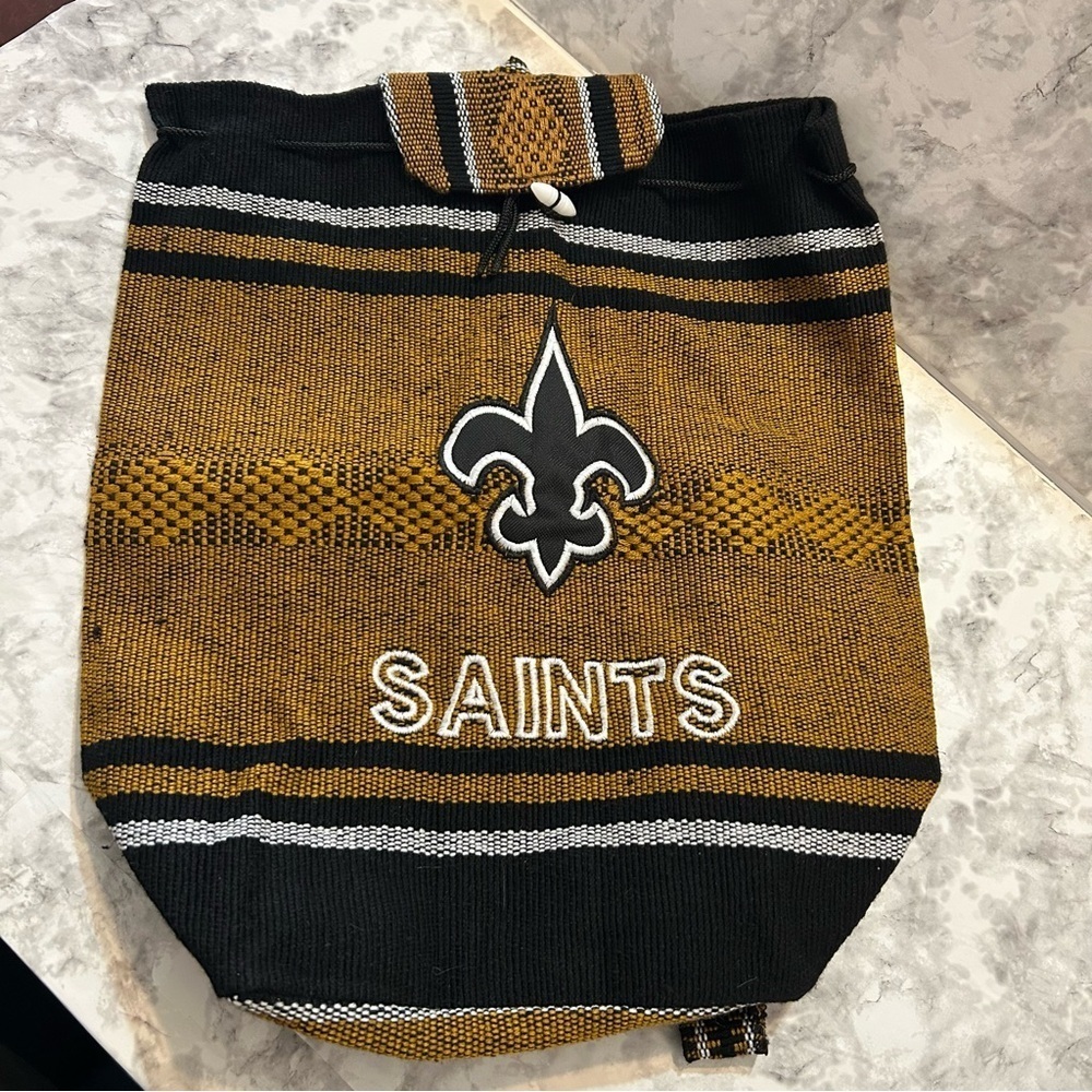NFL New Orleans Saints woven tapestry drawstring bag